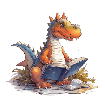 cute baby dinosaur read book . png