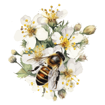 watercolor bee honeycomb honey flowers . png