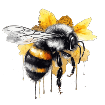 watercolor bee honeycomb honey flowers . png