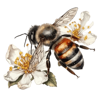 watercolor bee honeycomb honey flowers . png