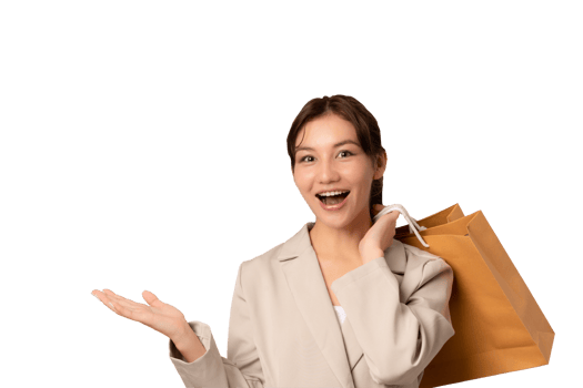 Modern happy Female lifestyle fashion portrait. beautiful attractive young woman girl enjoy stylish walk with shopping bag packages on the street, trendy outfit on shopping mall, browse product png