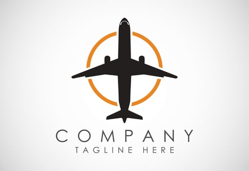 Airplane aviation vector logo design concept. Airline logo plane travel icon. Airport flight world aviation.