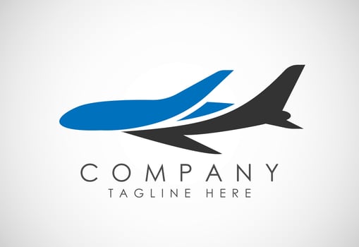 Airplane aviation vector logo design concept. Airline logo plane travel icon. Airport flight world aviation.