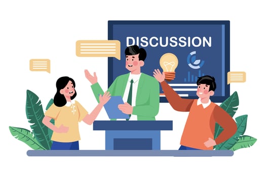 A Teacher Leads A Class Discussion vector