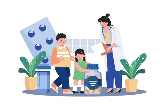 A Pediatrician Provides Medical Care For Infants vector