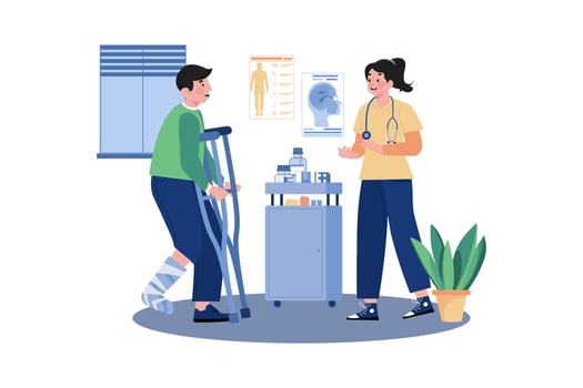 A Physical Therapist Helps Patients Recover Surgery vector