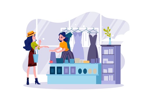 A woman buying souvenirs to give to family and friends vector