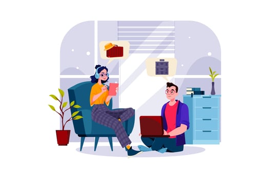 A couple booking a hotel room for vacation vector