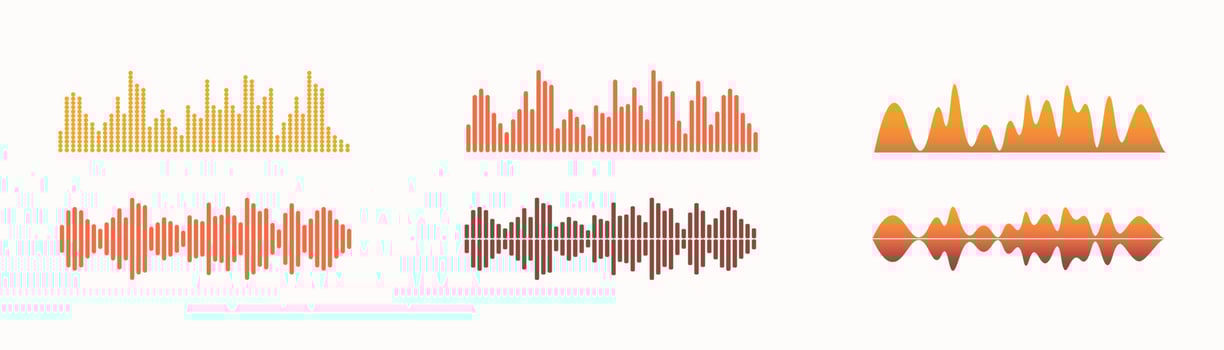 Sound wave, equalizer sound track. Set of vector isolated elements. Visual audio player.
