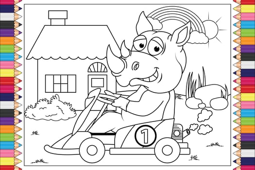 coloring animal cartoon for kids vector