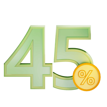 3d 45 discount percent text label illustration concept icon png