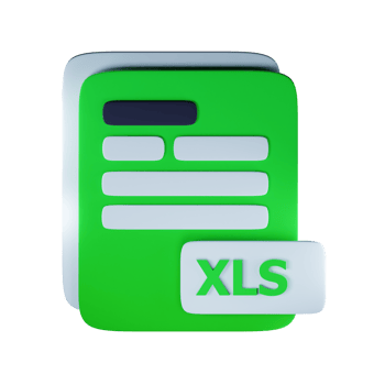 3d xls file extension document illustration concept icon png