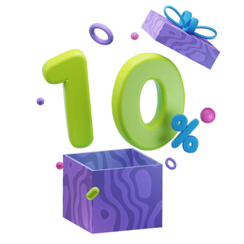 3d 10 percent discounts opened gift box sales promo illustration concept icon png