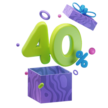 3d 40 percent discounts opened gift box sales promo illustration concept icon png