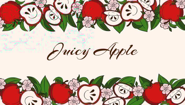 Horizontal border with apples, leaves, apple blossom, copy space. Vector. vector