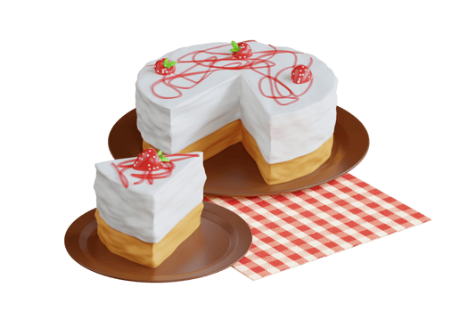 piece of cake 3d illustration. vanilla cake. 3d illustration png