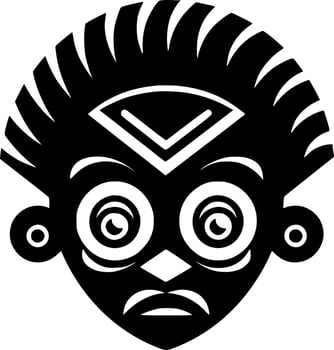 African, Black and White Vector illustration