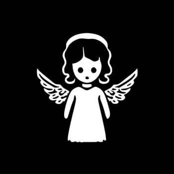 Angel - Black and White Isolated Icon - Vector illustration