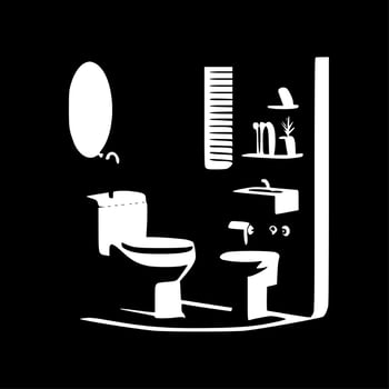 Bathroom, Black and White Vector illustration