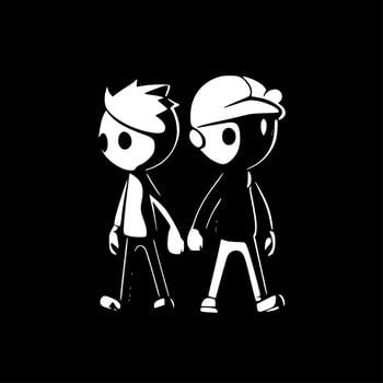 Best Friends, Black and White Vector illustration