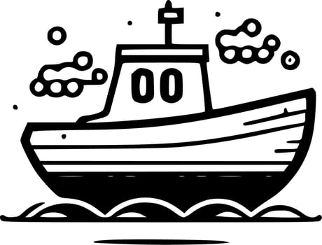 Boat, Black and White Vector illustration