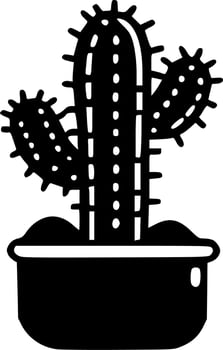 Cactus, Black and White Vector illustration