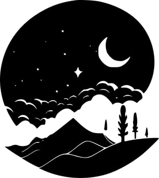 Celestial - Black and White Isolated Icon - Vector illustration