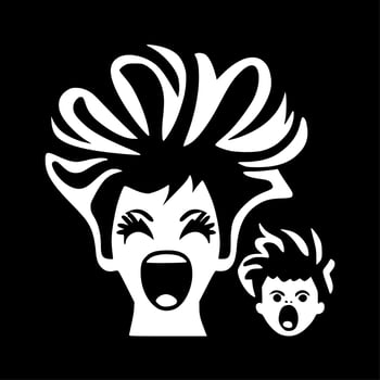 Cheer Mom, Black and White Vector illustration