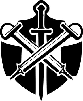Crossed Swords - Black and White Isolated Icon - Vector illustration
