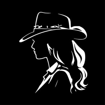 Cowgirl, Black and White Vector illustration