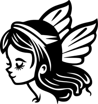 Fairy, Black and White Vector illustration