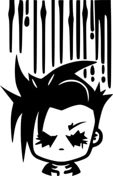 Goth - Black and White Isolated Icon - Vector illustration