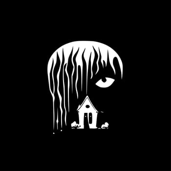 Horror - Black and White Isolated Icon - Vector illustration