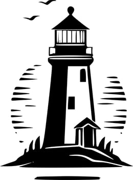 Lighthouse - Black and White Isolated Icon - Vector illustration