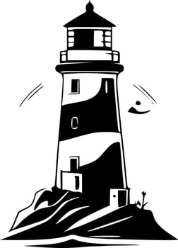Lighthouse - Black and White Isolated Icon - Vector illustration