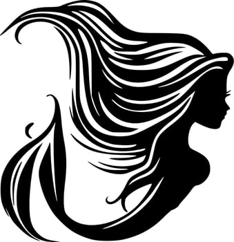 Mermaid, Black and White Vector illustration