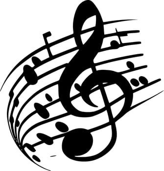 Music Notes, Black and White Vector illustration
