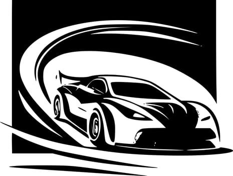 Racing, Black and White Vector illustration