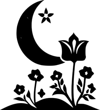 Ramadan - Black and White Isolated Icon - Vector illustration