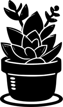 Succulent, Black and White Vector illustration