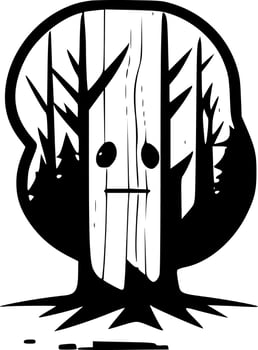 Wood, Black and White Vector illustration