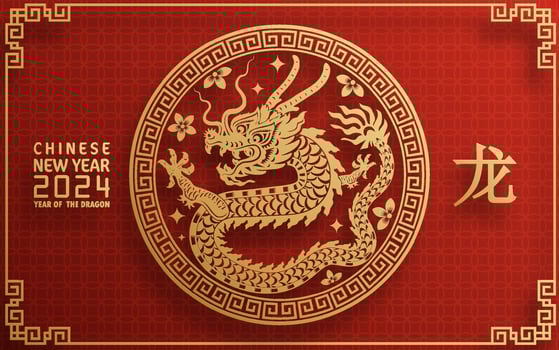 Happy chinese new year 2024 year of the chinese dragon zodiac vector