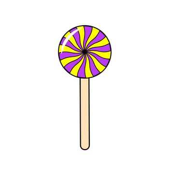 Spiral lollipop. Candy icon in doodle style. vector