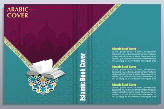 Arabic islamic style book cover design with ornament floral vector background