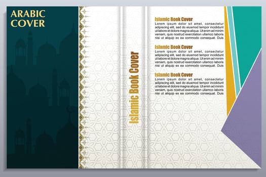 Arabic islamic style book cover design with ornament floral vector background