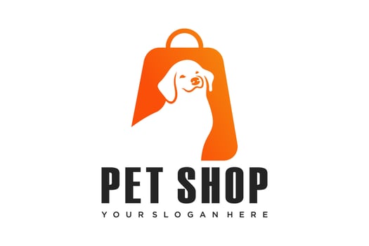 dog pet shop logo vector icon illustration