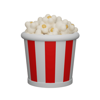 Popcorn 3d icon cinema red bucket. png