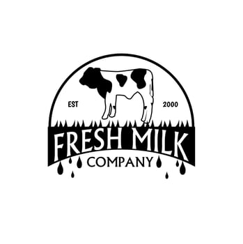cow grass for fresh dairy products logo design.illustration Vector template