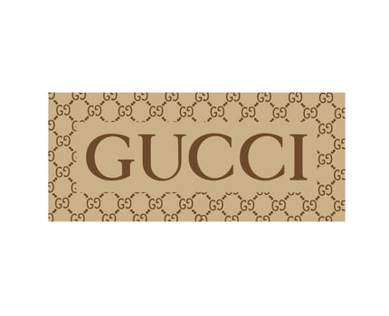 Gucci Brand Logo Symbol Brown Design Clothes Fashion Vector Illustration