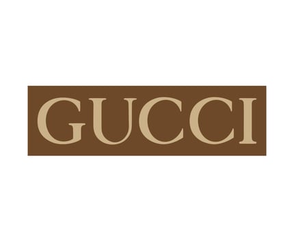 Gucci Logo Brand Symbol Name Brown Design Clothes Fashion Vector Illustration